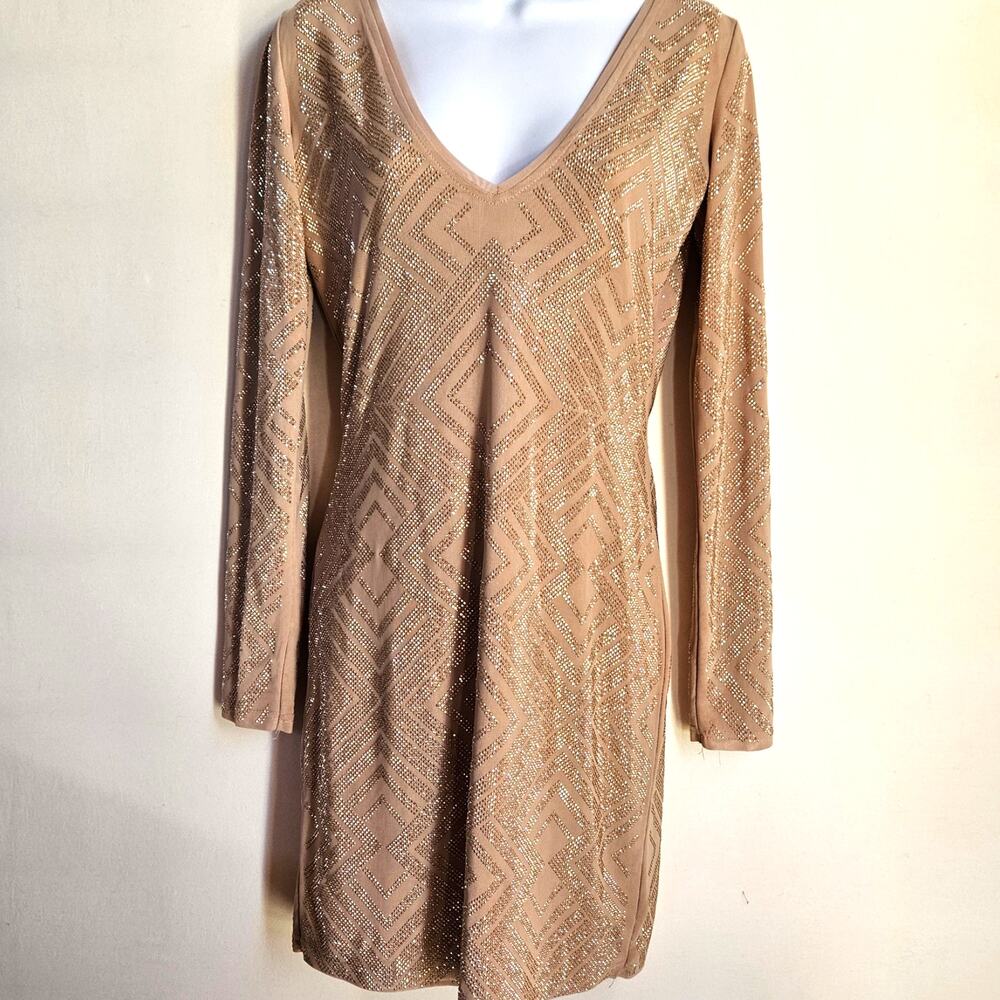 Wow Couture Gold Label Embellished Mini Dress Size‎ M Bodycon Cocktail Party